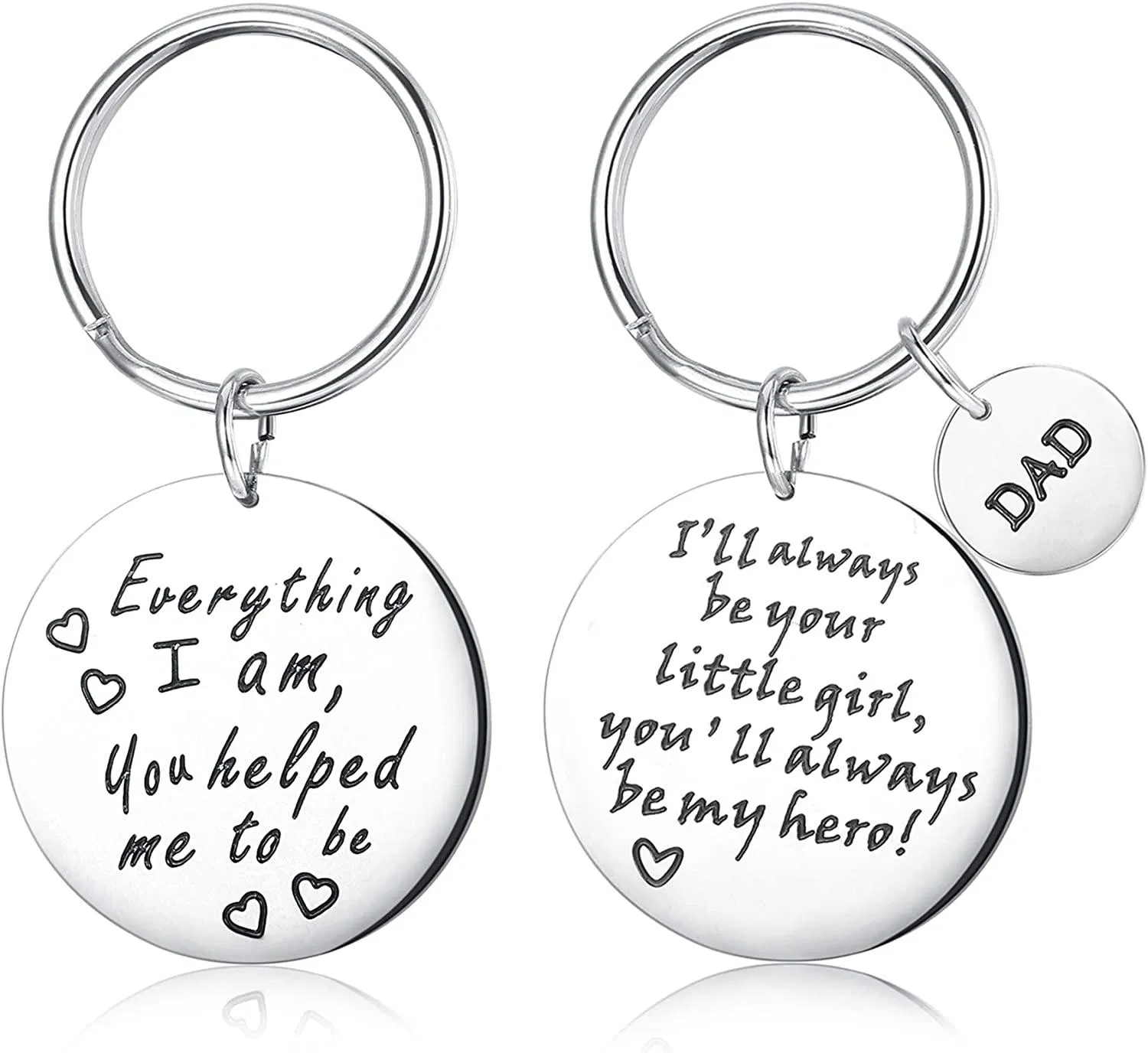 2 Pcs Stainless Key Chain Ring for Men Father's Day DAD Father Pendant Key Ring Dog Tag Key Chain - Grocery