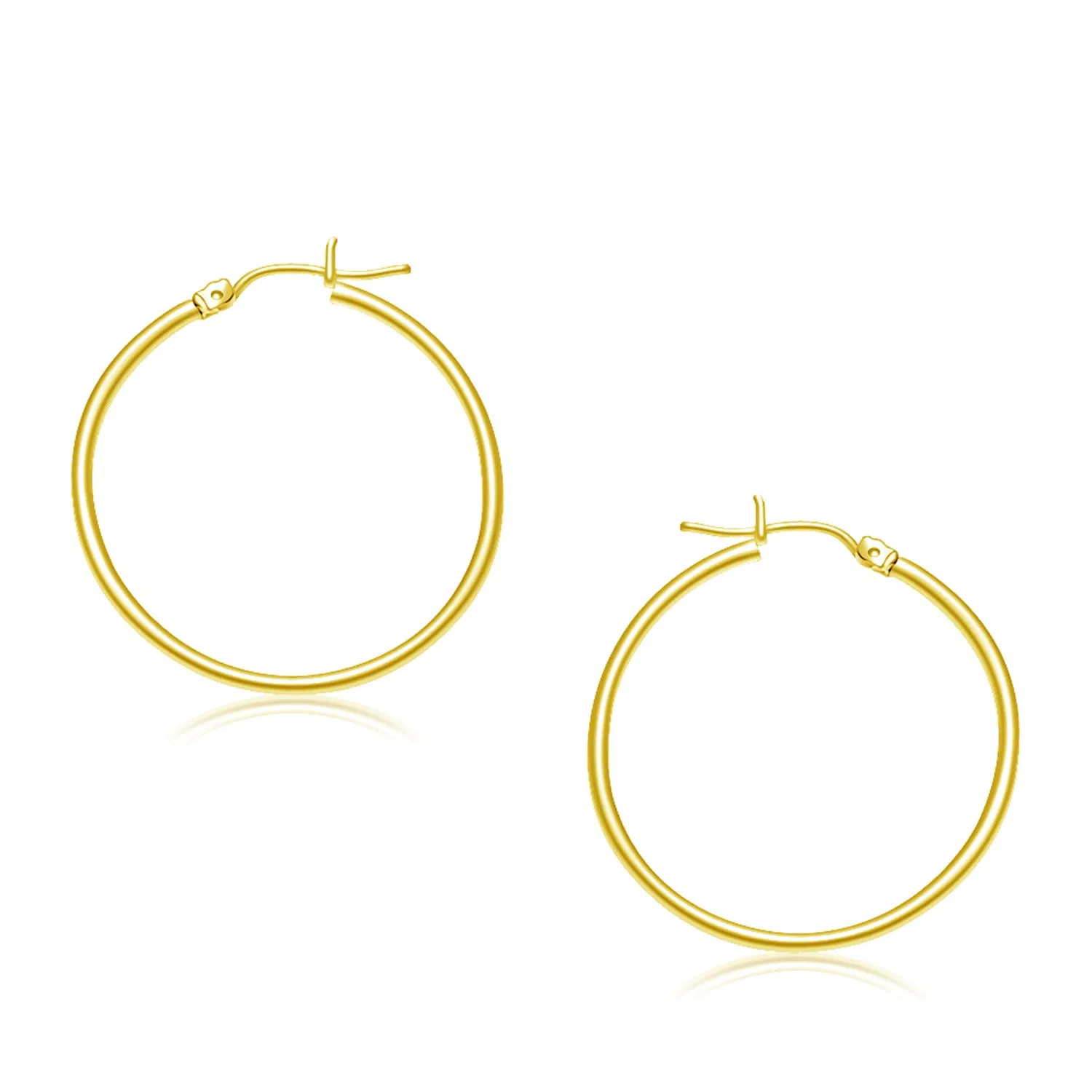 14k Yellow Gold Polished Hoop Earrings (2x30mm) - Grocery