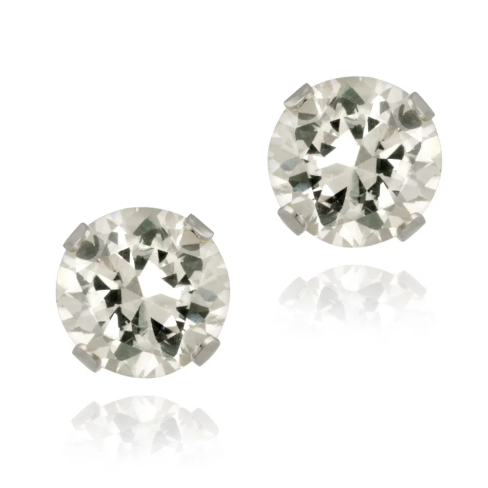14K Gold 2.1ct White Topaz Stud Earrings, 6mm - Grocery
