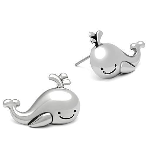 TK503 - High polished (no plating) Stainless Steel Earrings with No Stone - Grocery