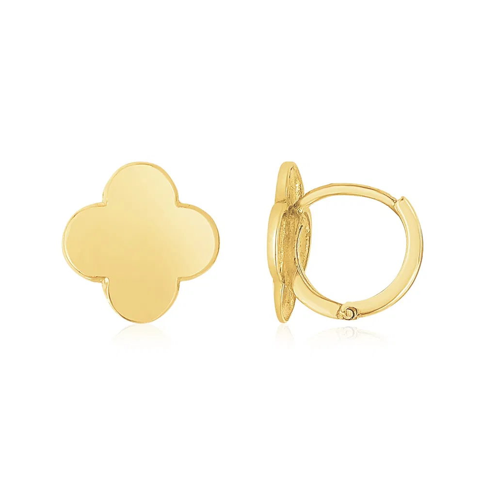 14K Yellow Gold Polished Clover Stud Earrings - Grocery