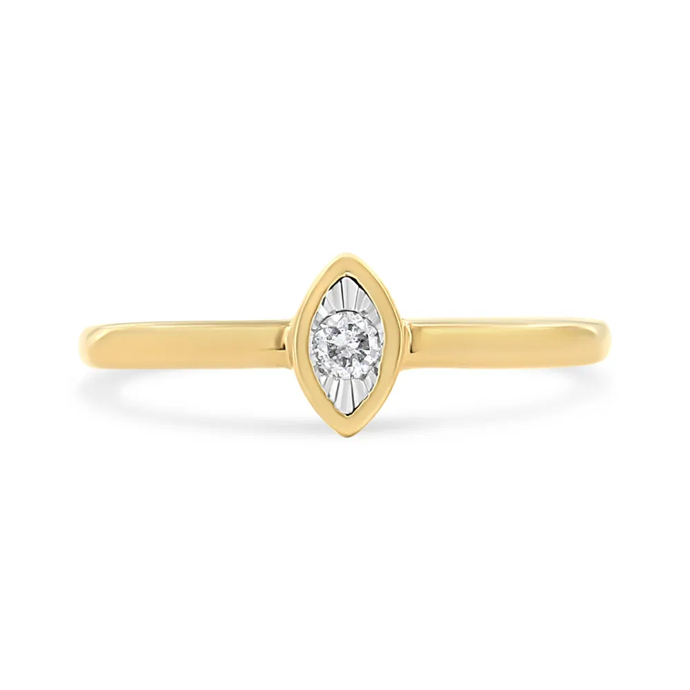 14K Yellow Gold Plated .925 Sterling Silver 1/20 Cttw Miracle Set Diamond Ring (J-K Color, I1-I2 Clarity) - Grocery