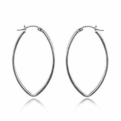 Sterling Silver Leaf Hoop Earrings - Grocery