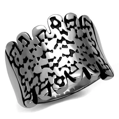 TK2500 - High polished (no plating) Stainless Steel Ring with Epoxy in Jet - Grocery