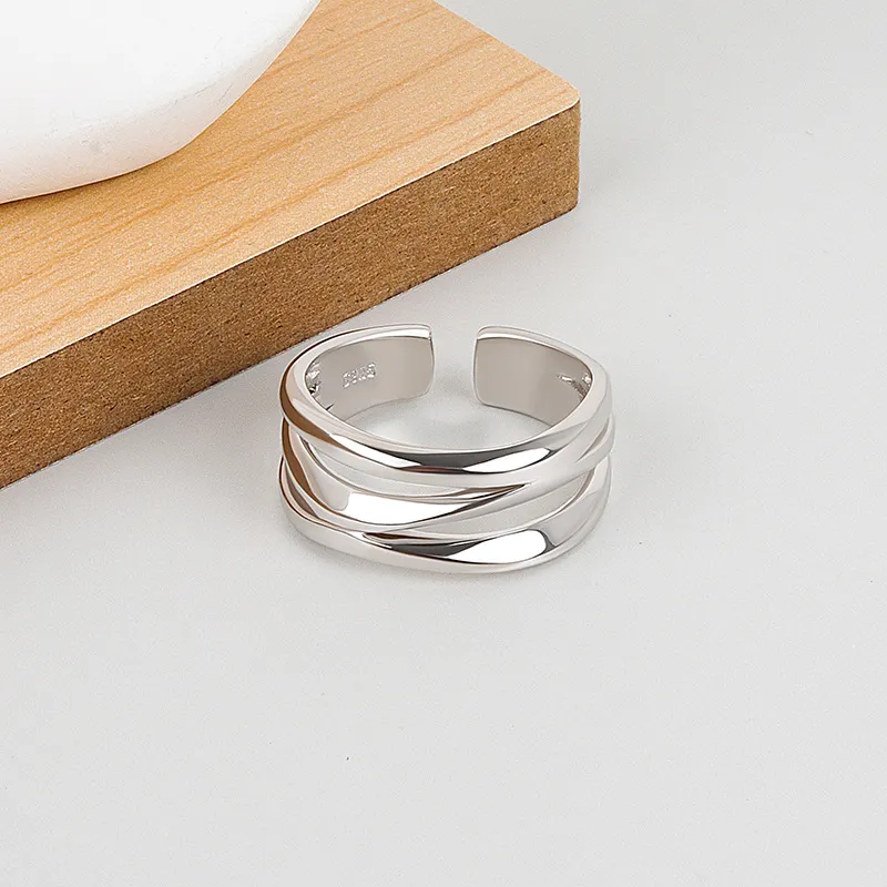 Irregular High-gloss Lines Personality Retro Knotted Ring Women - Grocery