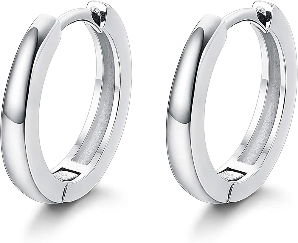 925 Sterling Silver Hoop Earrings for Women Men Ear Cuff Small Huggie Earrings Cartilage Piercing Earrings 13mm - Grocery