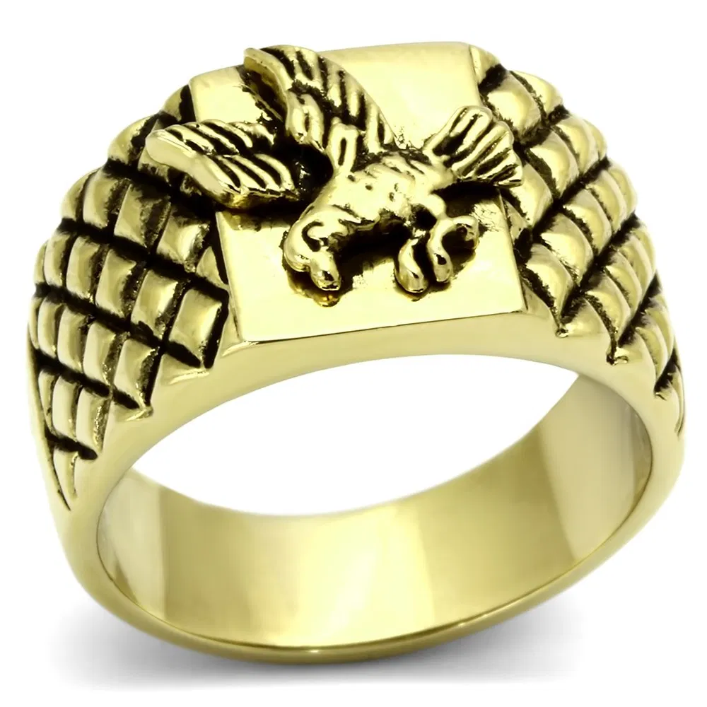 TK773 - IP Gold(Ion Plating) Stainless Steel Ring with No Stone - Grocery
