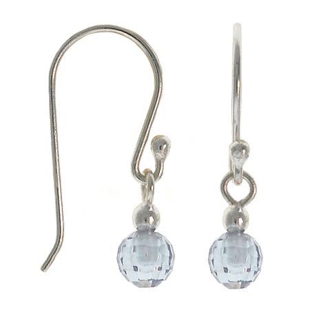 Sterling Silver Briolette Cut Lavender CZ Small Ball Dangle Earrings - Grocery