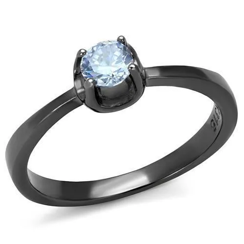 TK2609 - IP Light Black (IP Gun) Stainless Steel Ring with AAA Grade CZ in Light Amethyst - Grocery