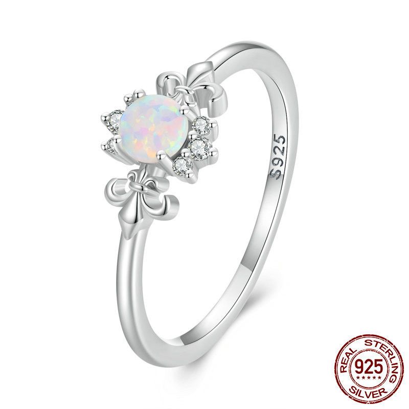 Sterling Silver S925 Oper Ring With White Gold Plated Zircon Pattern - Grocery