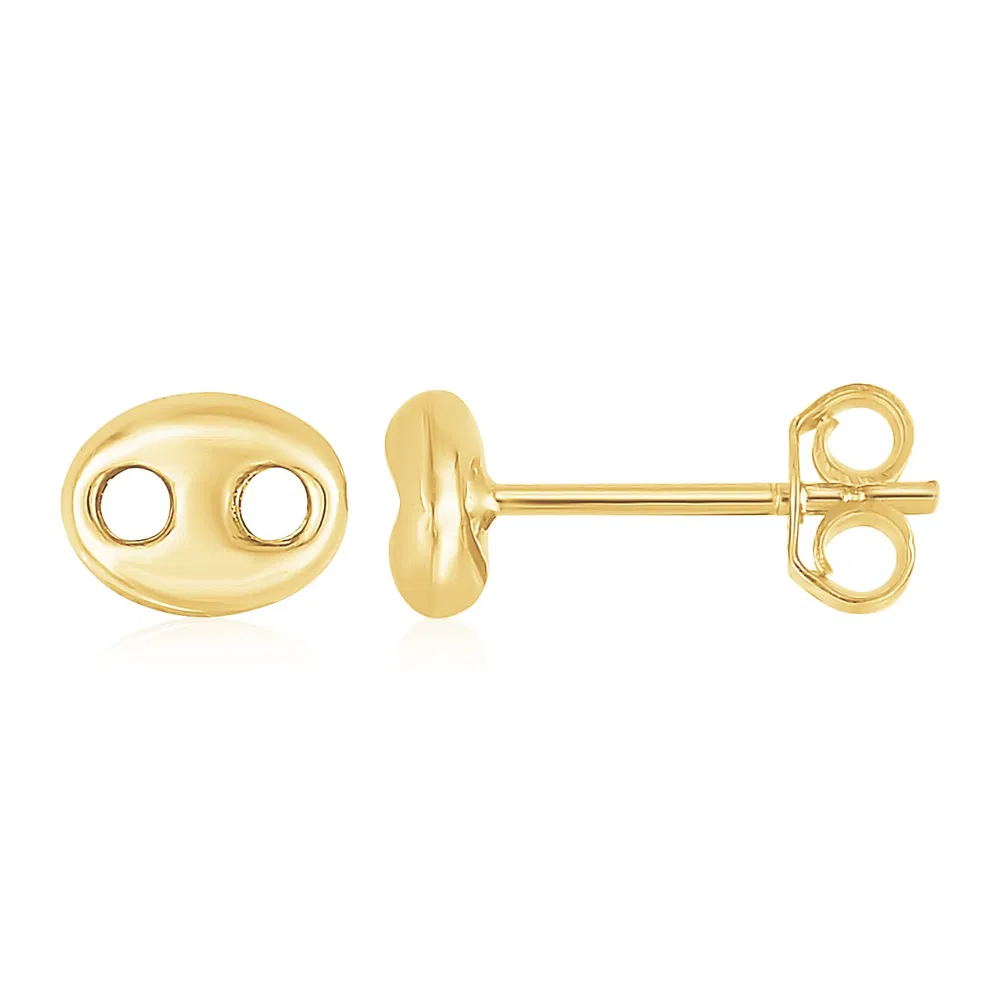 14K Yellow Gold Mariner Link Button Earrings - Grocery