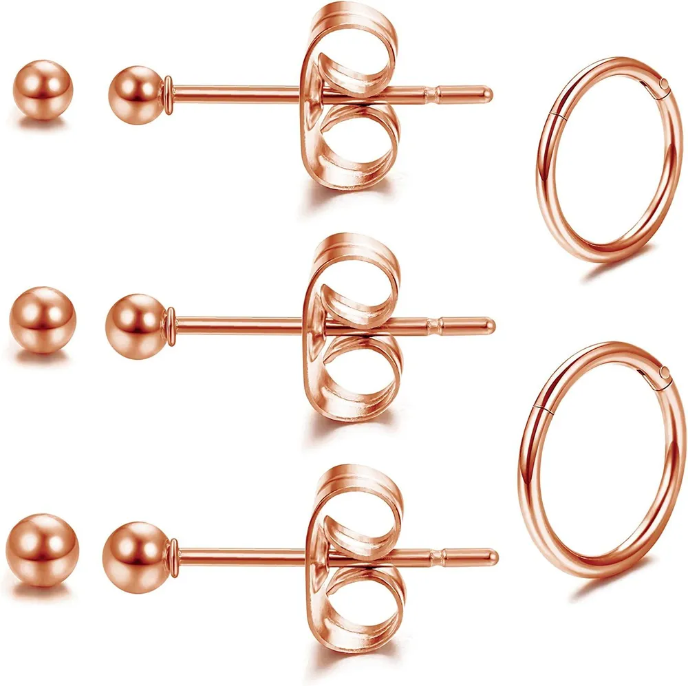 8 Pcs Stainless Cartilage Earrings for Men Women Ball Stud Earrings Helix Conch Daith Piercing Set - Grocery