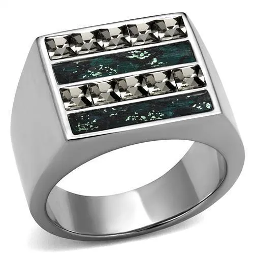 TK2861 - High polished (no plating) Stainless Steel Ring with Leather in Assorted - Grocery