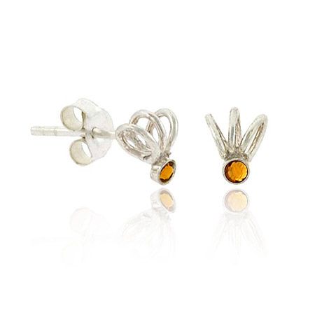 Sterling Silver Orange Rhinestone Swirl Children's Stud Earrings - Grocery