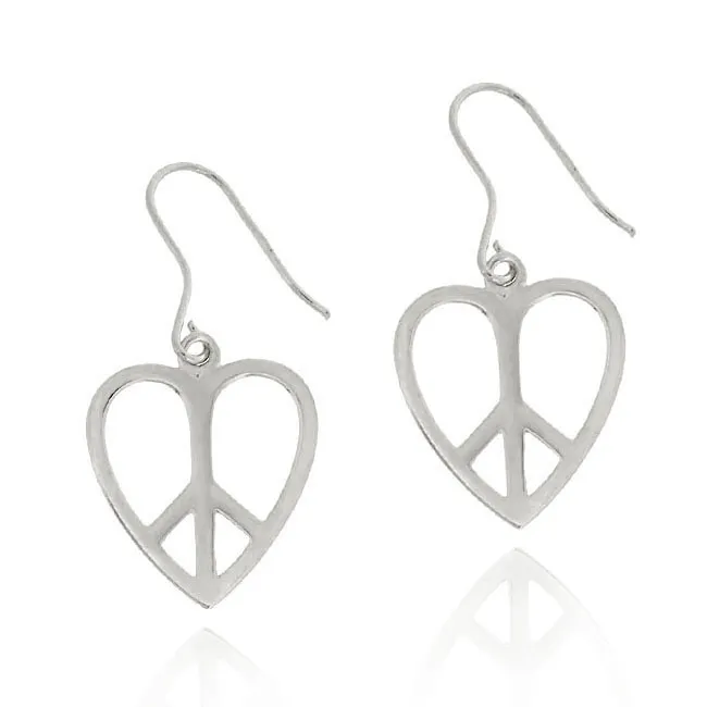 Sterling Silver Heart Peace Sign Earrings - Grocery
