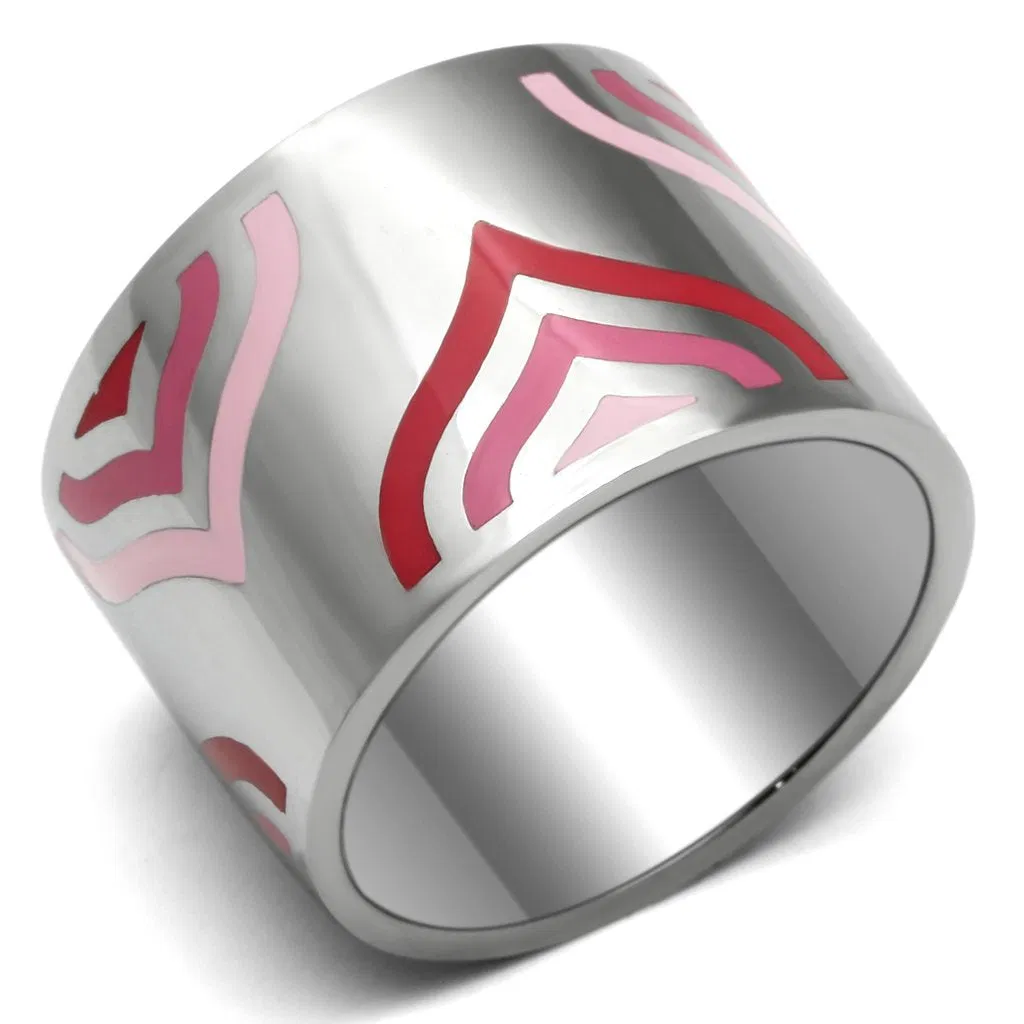 TK678 - High polished (no plating) Stainless Steel Ring with Epoxy in Multi Color - Grocery