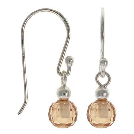 Sterling Silver Champagne CZ Disc Dangle Earrings - Grocery