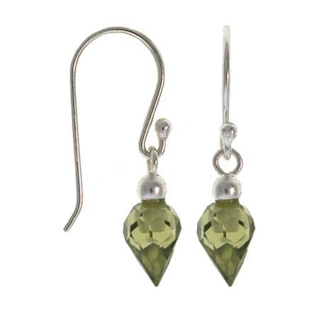Sterling Silver Olive Green CZ Dangle Earrings - Grocery