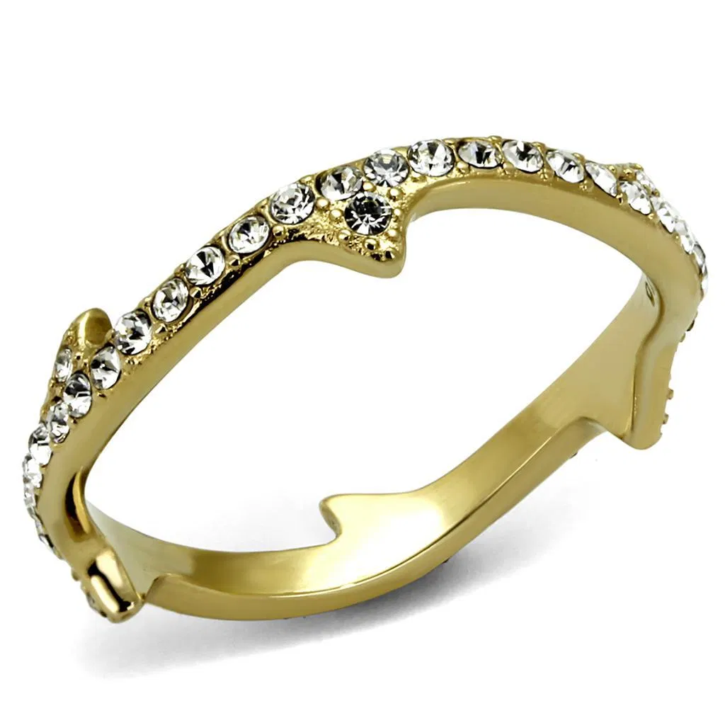 TK2255 - IP Gold(Ion Plating) Stainless Steel Ring with Top Grade Crystal in Clear - Grocery