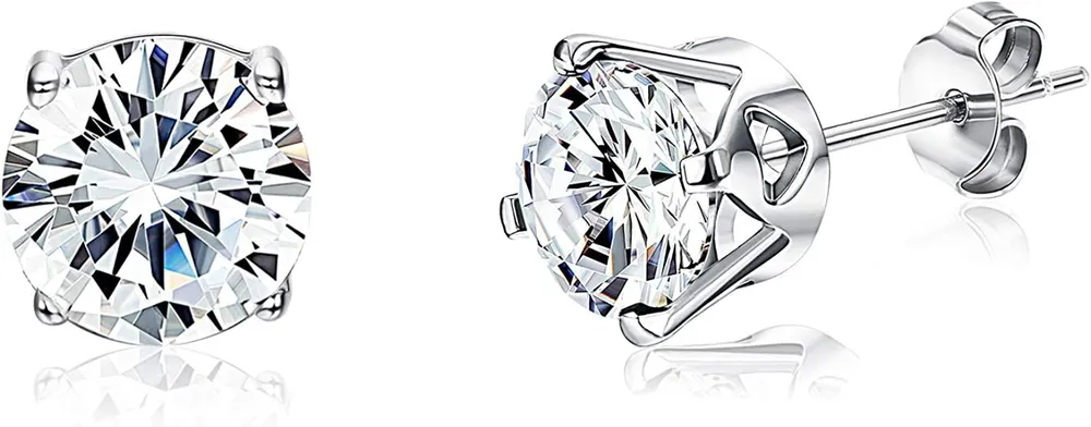 925 Sterling Austria Zirconia Stud Earrings for Women White Studs Love Design Bottom Heart S925 CZ Earrings for Gift(5; 6.5; 8mm) - Grocery