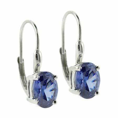 Sterling Silver Tanzanite Oval Lever-Back Earrings - Grocery