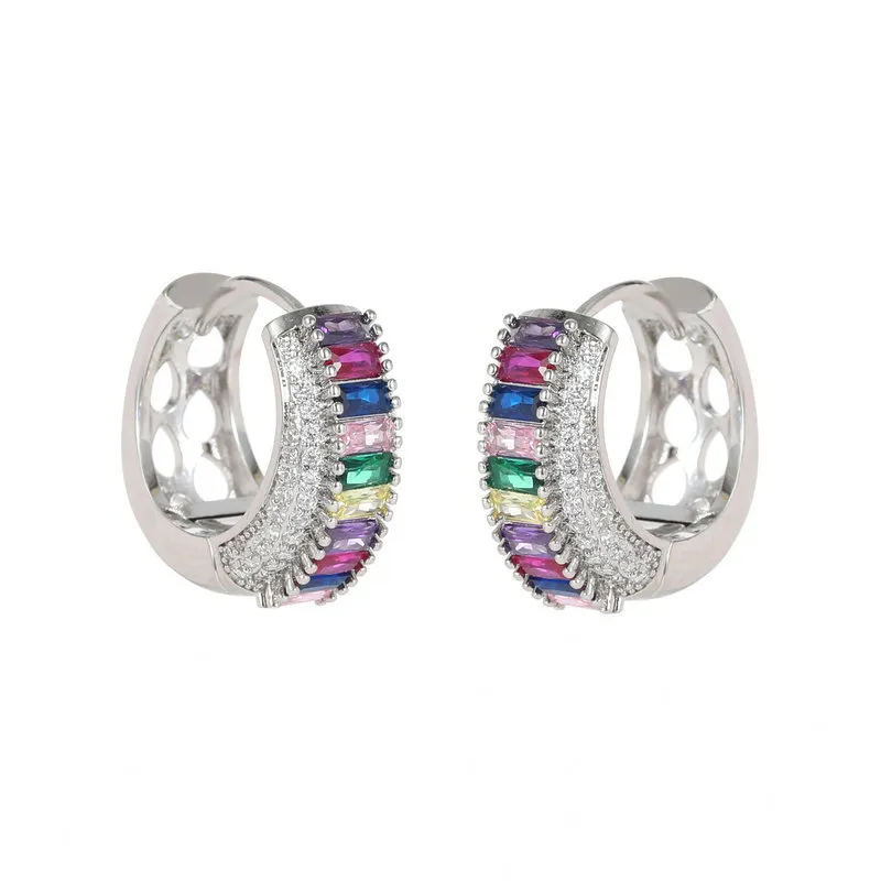 Earrings Gradient Iridescent Zircon Inlaid Premium Ear Buckles - Grocery
