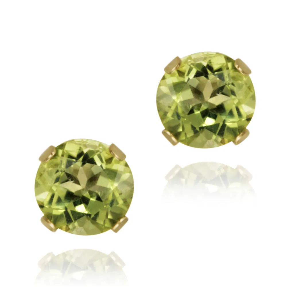 14K Yellow Gold 1.1ct Peridot Stud Earrings, 5mm - Grocery