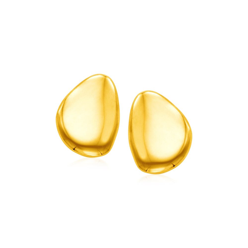 14k Yellow Gold Post Earrings with Polished Abstract Shape - Grocery