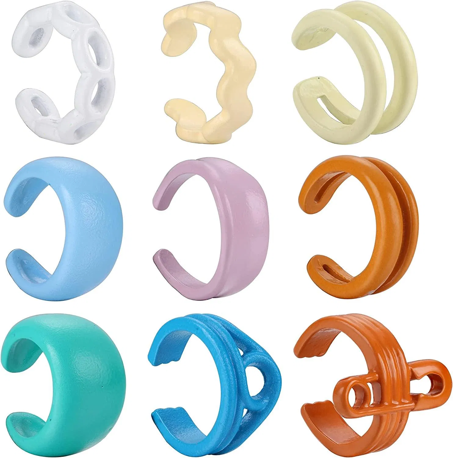9Pcs Ear Cuff Clip Earrings Set for Women Non-Piercing Cartilage Clip On Wrap Earring Set - Grocery