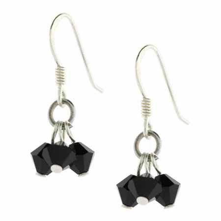 Sterling Silver Black Swarovski Elements Cluster Earrings - Grocery