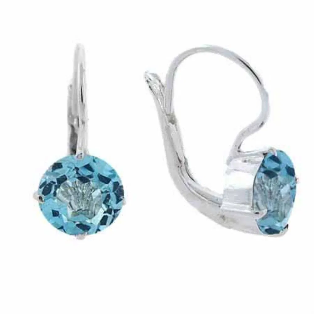 Sterling Silver 3.2ct Blue Topaz Leverback Earrings - Grocery