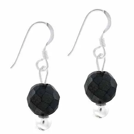Sterling Silver 8mm Onyx Bead Dangle Earrings - Grocery