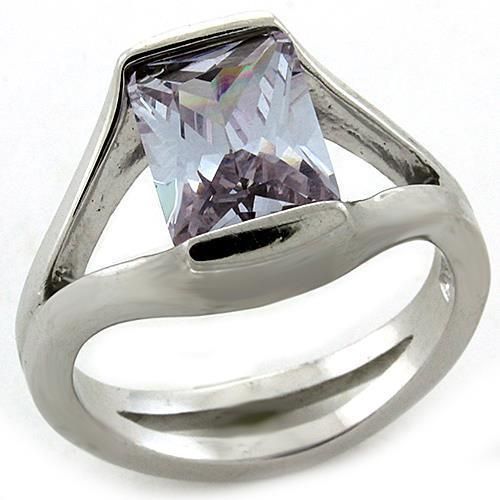 LOAS1185 - Rhodium 925 Sterling Silver Ring with AAA Grade CZ in Amethyst - Grocery