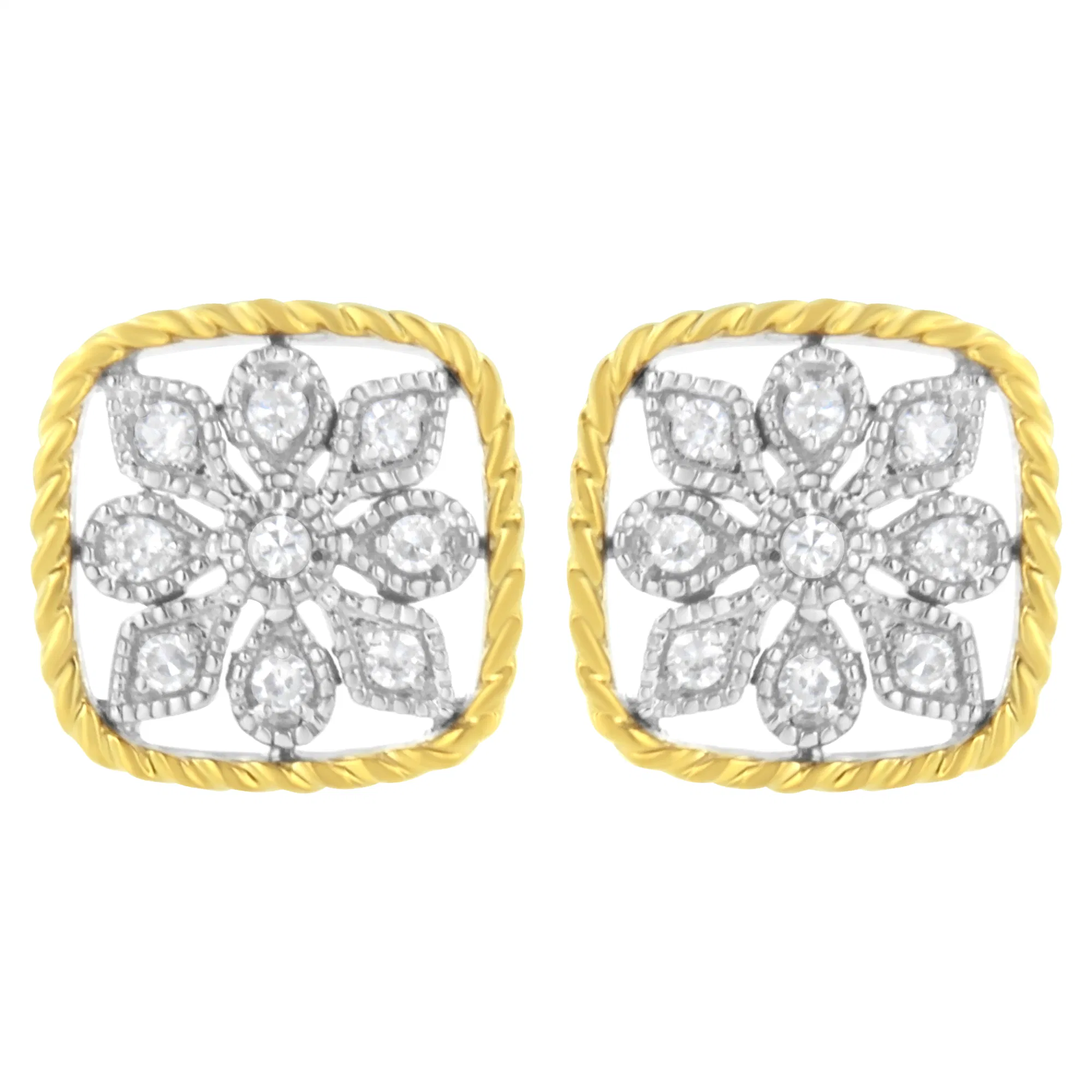 10K Yellow Gold Plated .925 Sterling Silver 1/4 cttw Diamond