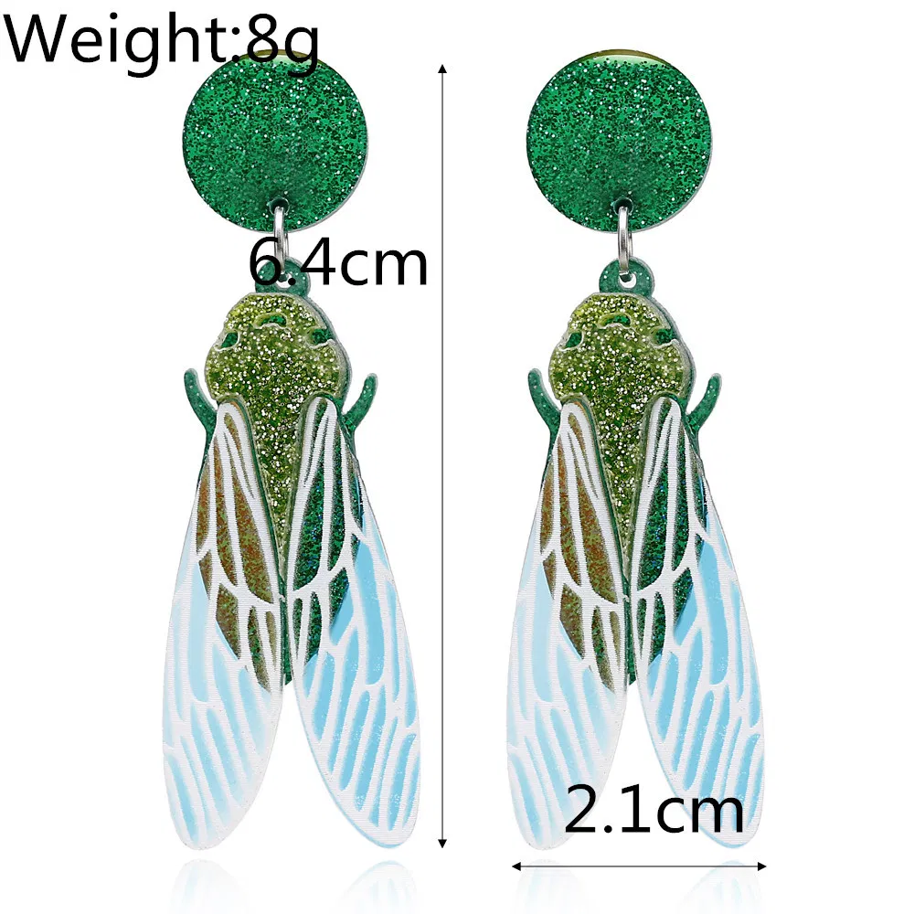 Woodpecker Swallow Spaceship Feather Cicada Heart Rainbow Cauliflower Acrylic Earrings - Grocery