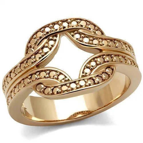3W1336 - IP Rose Gold(Ion Plating) Brass Ring with AAA Grade CZ in Metallic Light Gold - Grocery