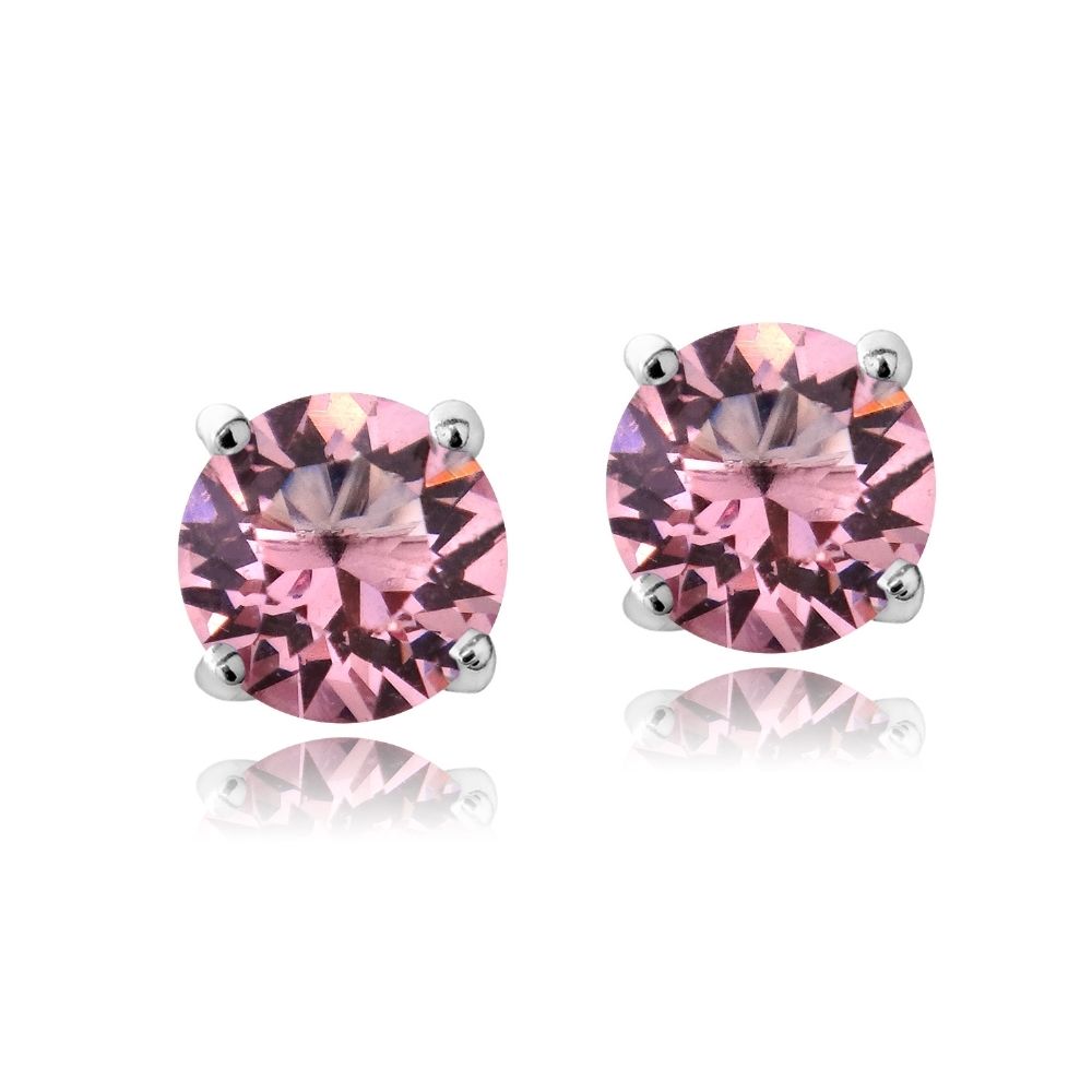 Sterling Silver Opal Rose Swarovski Elements October Birthstone Stud Earrings - Grocery