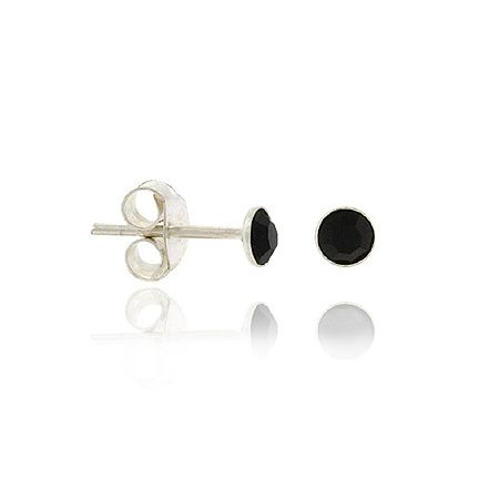 Sterling Silver .925 Black 4mm Small Mini Stud Earrings - Grocery