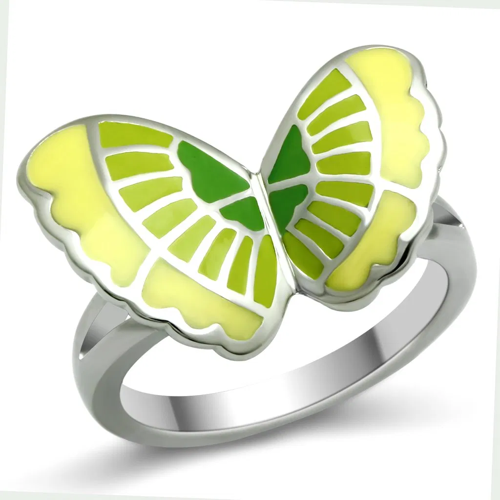 TK267 - High polished (no plating) Stainless Steel Ring with Epoxy in No Stone - Grocery