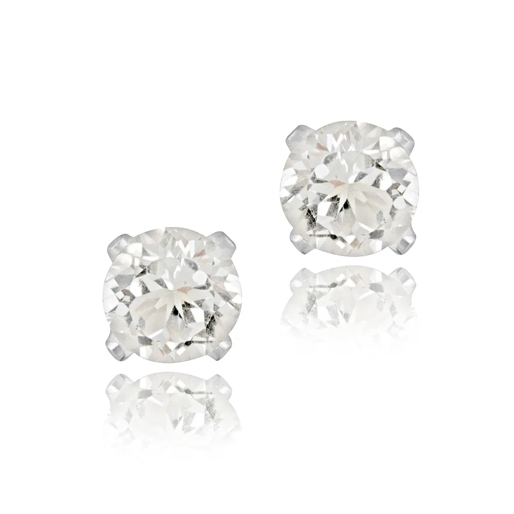 Sterling Silver 1.5ct CZ Stud Earrings, 6mm - Grocery