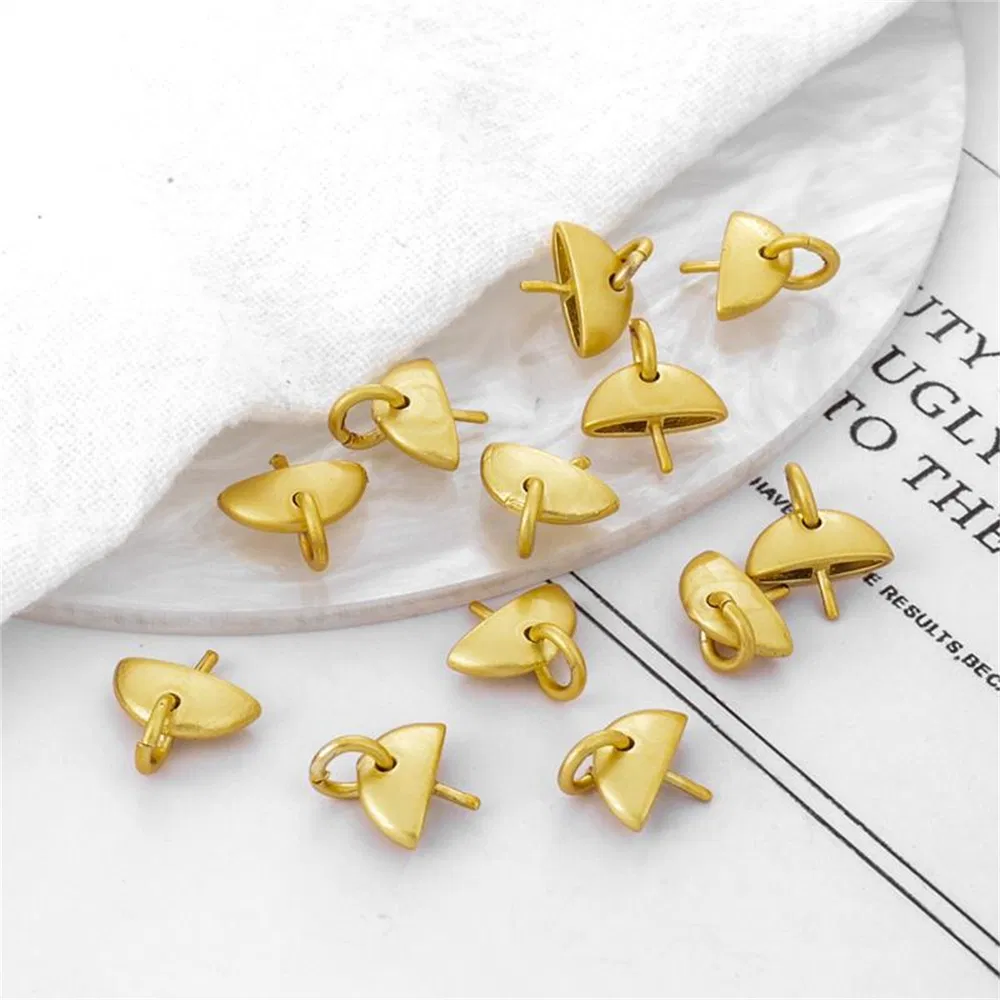 12pcs 18k Sandblasted Gold Matte Semicircle With Needle 9mm Pendant Bracelet Necklace Diy Earrings Jewelry Accessories - Grocery