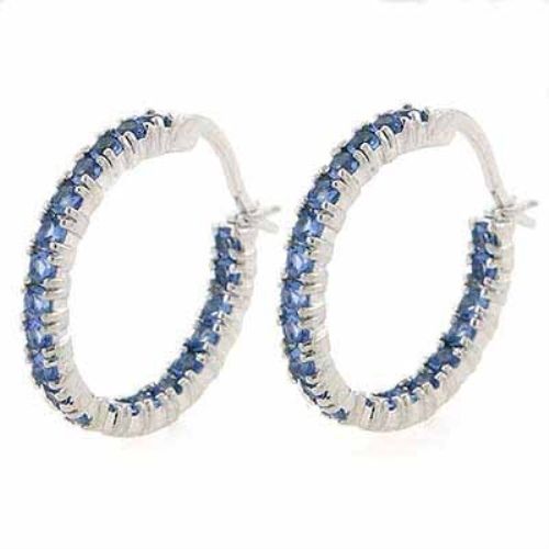 Tanzanite CZ Sterling Silver Hoop Earrings - Grocery