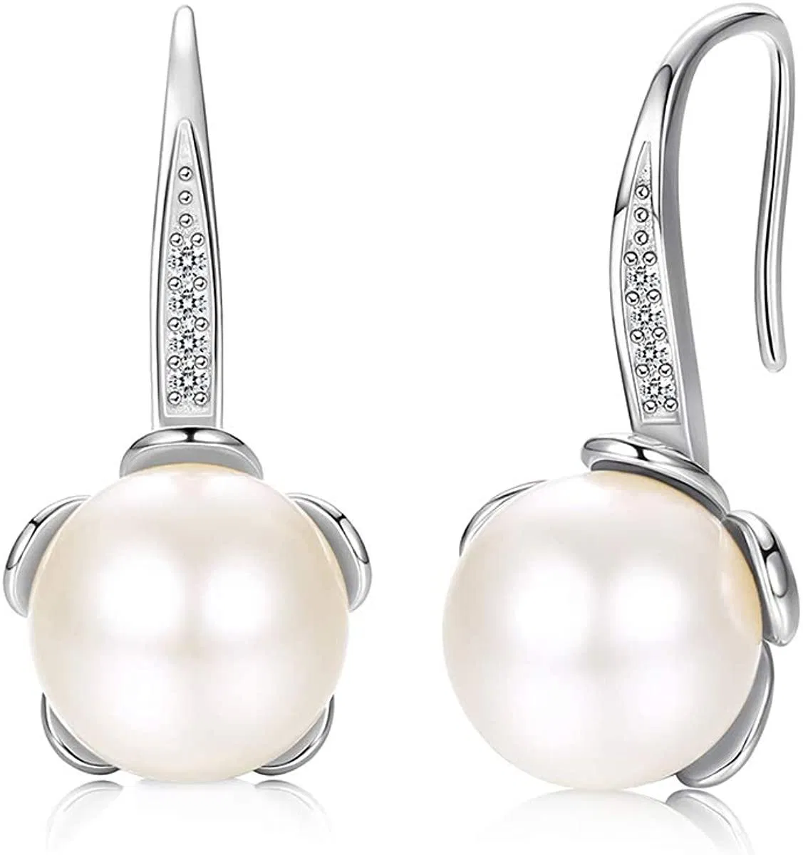 Pearl Dangle Drop Earrings for Women; Austria Pearl Flower Bottom Drop Earrings - Grocery