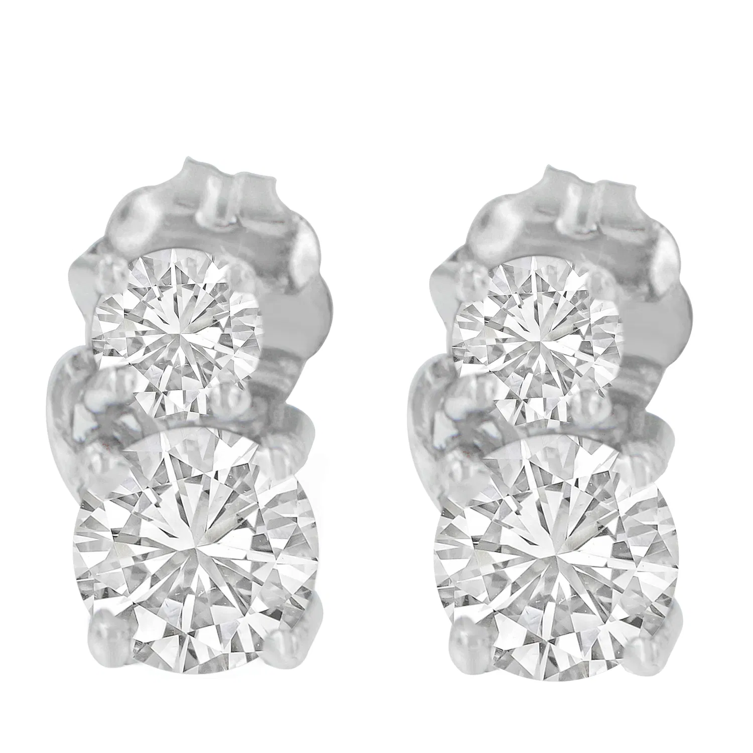14K White Gold 3/4 cttw Round Cut Diamond Earrings (H-I, SI2-I1) - Grocery