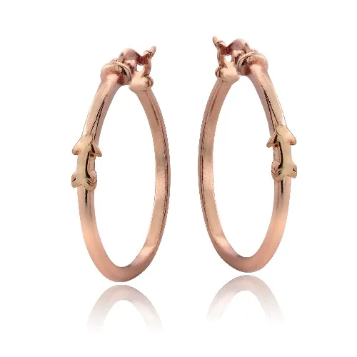 Rose Gold Tone over Sterling Silver Arrow Polished Hoop Earrings - Grocery