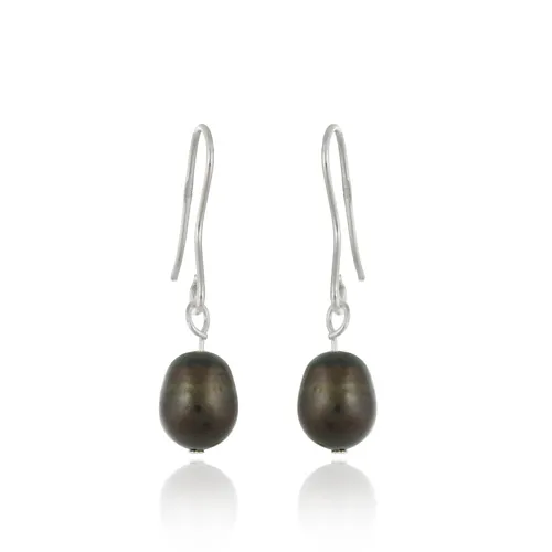 Sterling Silver Baroque Freshwater Cultured Brown Pearl Earrings - Grocery