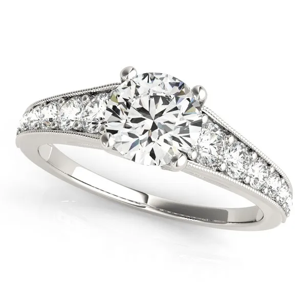 14k White Gold Antique Tapered Shank Diamond Engagement Ring (1 3/8 cttw) - Grocery