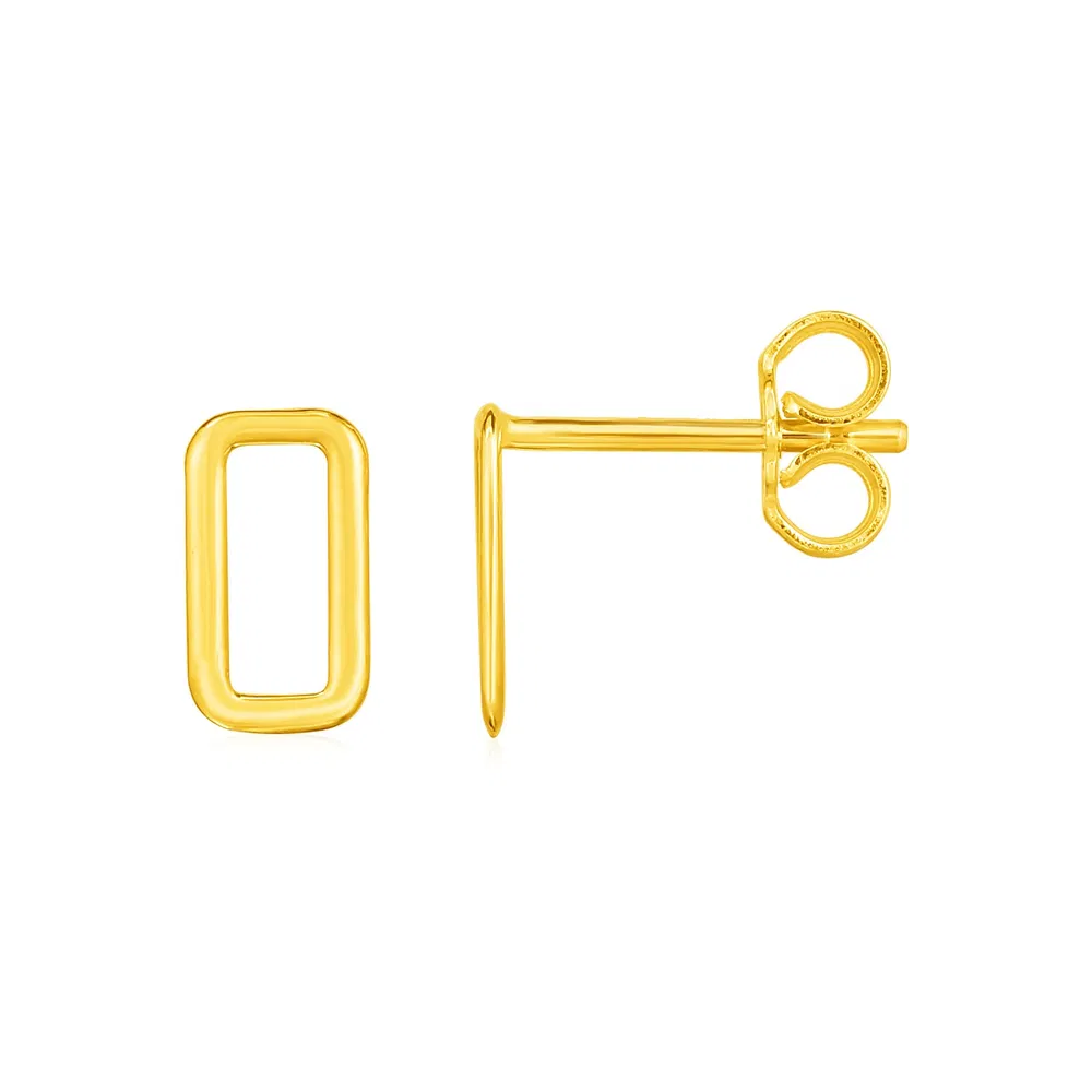14k Yellow Gold Post Earrings with Open Rectangles - Grocery