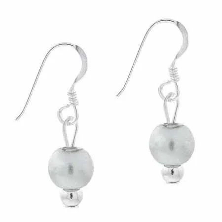 Sterling Silver Simulated Gray Pearl Dangle Earrings - Grocery