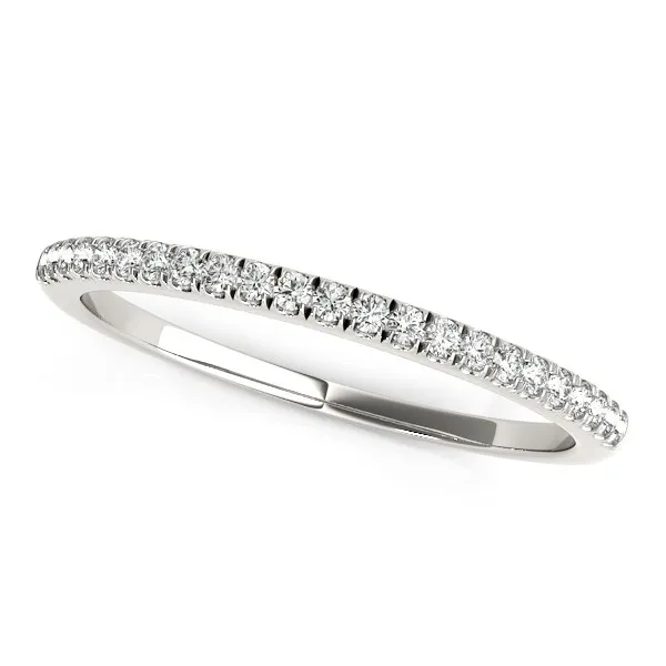 14k White Gold Scallop Style Setting Diamond Wedding Band (1/8 cttw) - Grocery